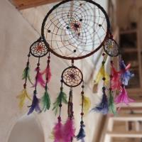 Attrape rêve multicolore en chanvre naturel