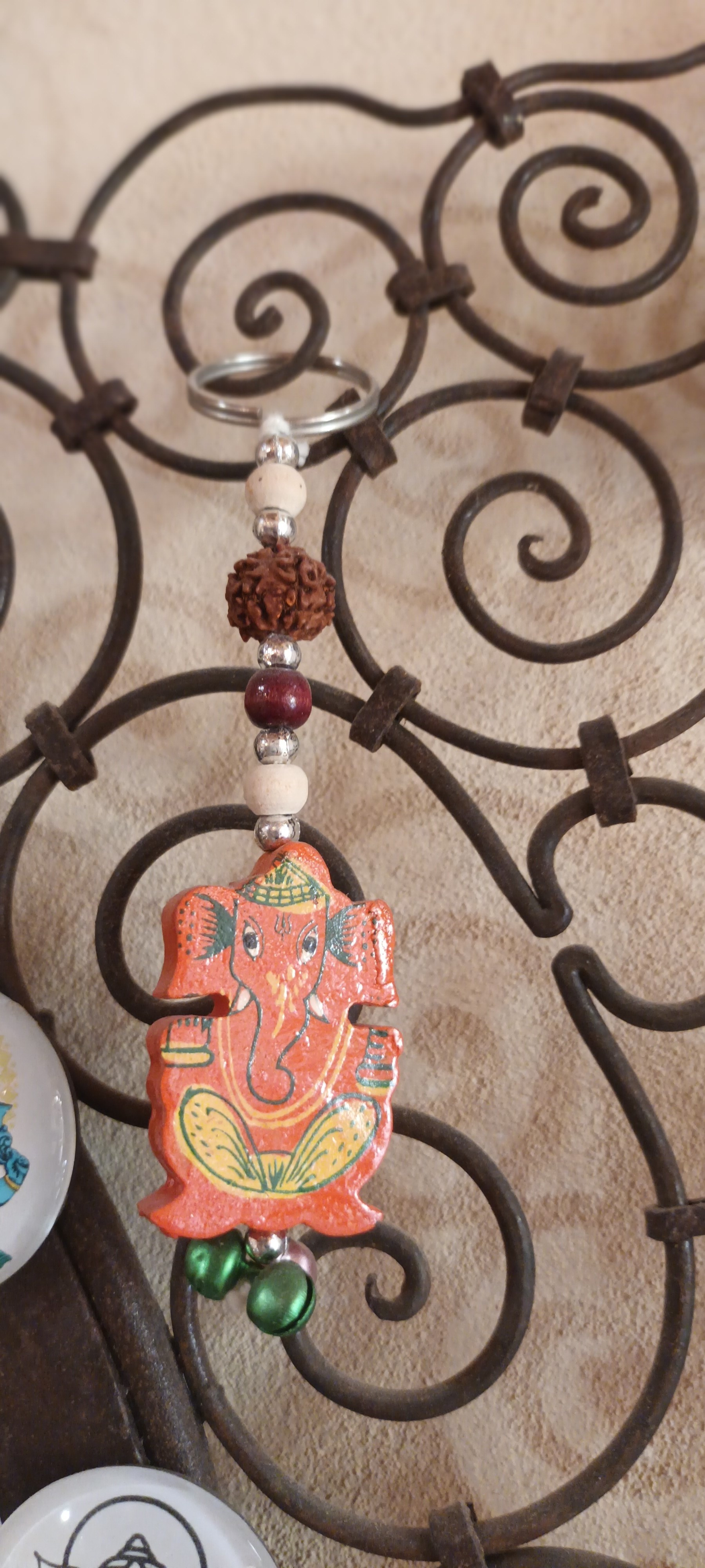 Porte clé ganesh et perle de rudraksha 