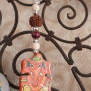 Porte clé ganesh et perle de rudraksha 