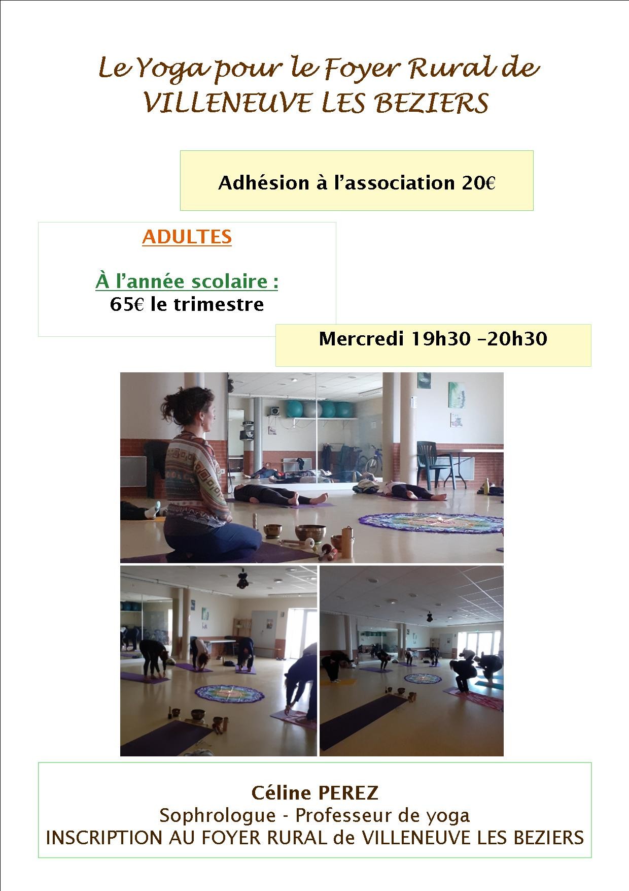 Tarifs yoga Villeneuve les Béziers