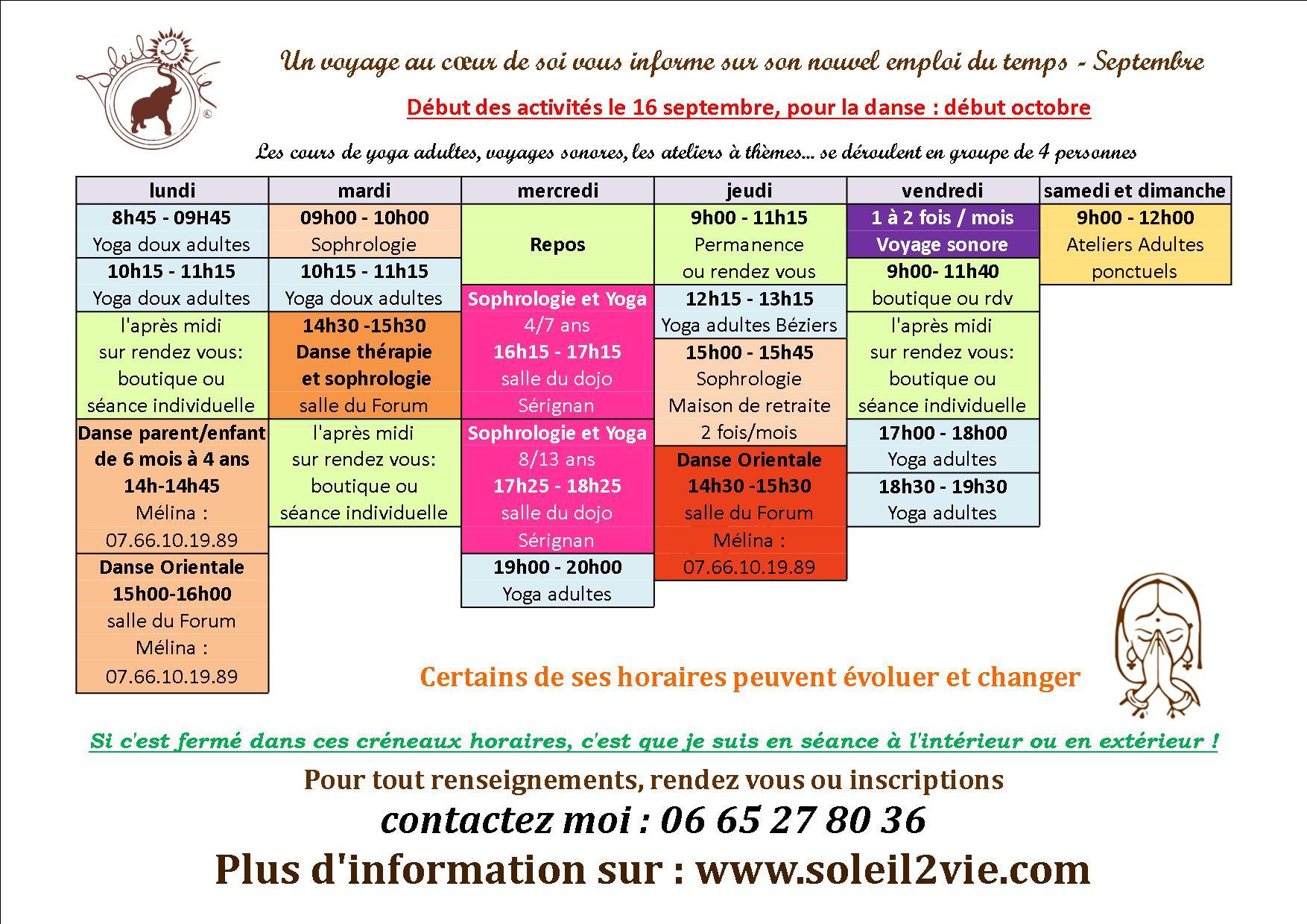 Programme de la rentrée 2020