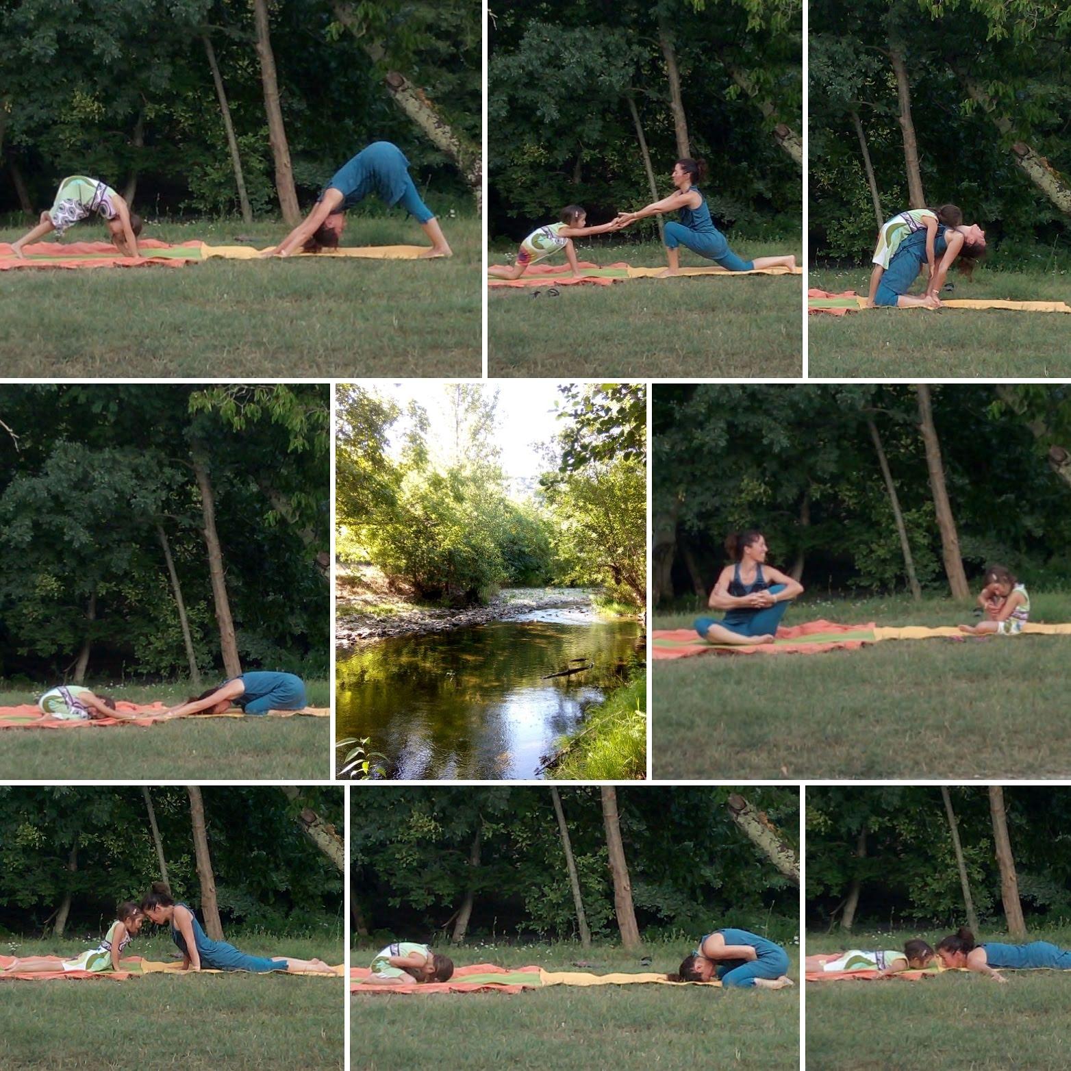 Séance de yoga en pleine nature : mère et fille