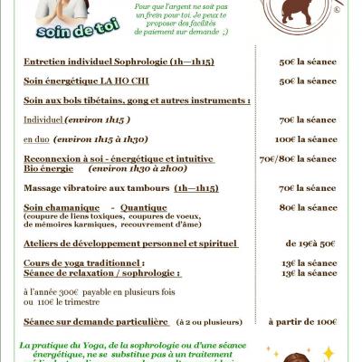 Tarif CELINE PEREZ SOLEIL2VIE 2024 2025